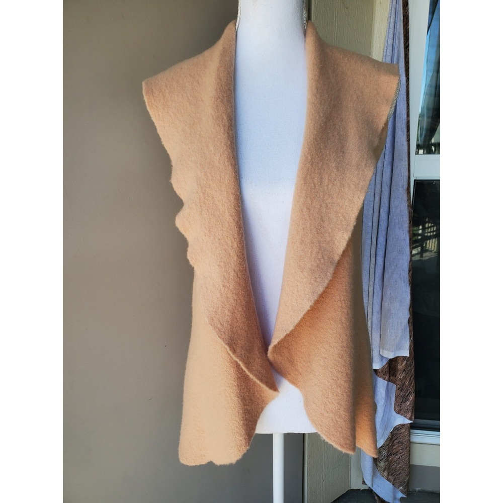 Anthropologie Moth Waterfall Duster Sweater Vest Womens XS/S Orange Open Wool